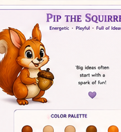 Pip the Squirrel — illustrated character portrait